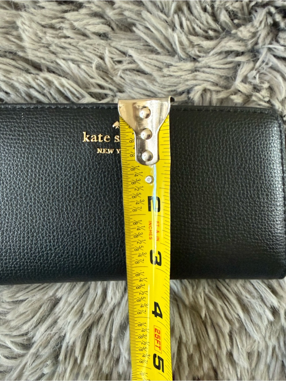 Kate Spade New York Black Leather Zip Around Wallet Spade Lining - Picture 6 of 7